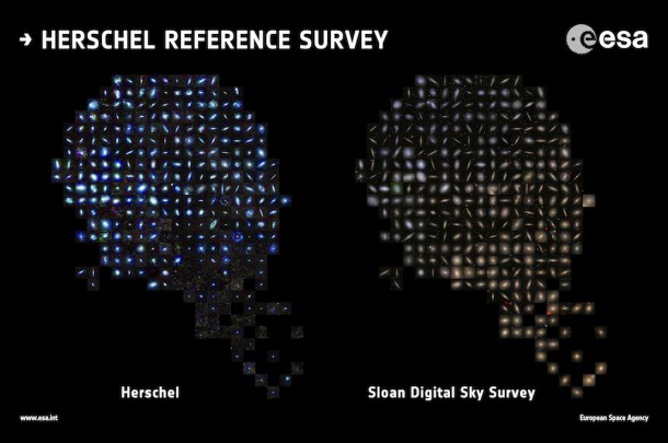 Herschel survey in infrared and visible. Copyright ESA/Herschel/HRS-SAG2 and HeViCS Key Programmes/Sloan Digital Sky Survey/ L. Cortese (Swinburne University) Herschel survey in infrared and visible. Copyright ESA/Herschel/HRS-SAG2 and HeViCS Key Programmes/Sloan Digital Sky Survey/ L. Cortese (Swinburne University)
