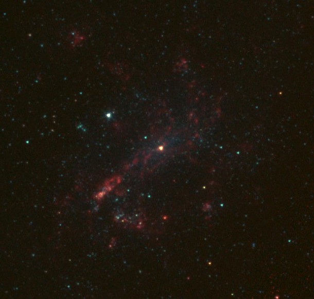 The galaxy NGC 4395 is shown here in infrared light, captured by NASA's Spitzer Space Telescope. Image credit: NASA/JPL-Caltech The galaxy NGC 4395 is shown here in infrared light, captured by NASA's Spitzer Space Telescope. Image credit: NASA/JPL-Caltech