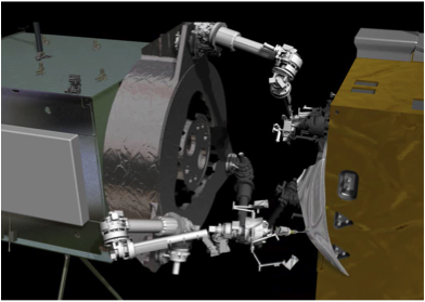 A robot servicer could use autonomous rendezvous and fluid transfer technologies to extend the life of orbiting satellites (depicted, artist's concept). Image Credit: NASA A robot servicer could use autonomous rendezvous and fluid transfer technologies to extend the life of orbiting satellites (depicted, artist's concept). Image Credit: NASA