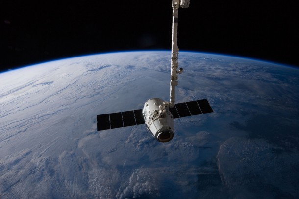 The SpaceX Dragon commercial cargo craft was in the the grips of the Canadarm2 before being released May 31, 2012 during Expedition 31. The SpaceX Dragon commercial cargo craft was in the the grips of the Canadarm2 before being released May 31, 2012 during Expedition 31.