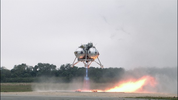 The Morpheus lander ignites its methane and oxygen-powered engine and lifts off to begin a free flight test at NASA's Kennedy Space Center in Florida. The Johnson Space Center-based project is testing new technologies in propulsion and guidance systems in the unique testbed. Image Credit: NASA/Frankie Martin The Morpheus lander ignites its methane and oxygen-powered engine and lifts off to begin a free flight test at NASA's Kennedy Space Center in Florida. The Johnson Space Center-based project is testing new technologies in propulsion and guidance systems in the unique testbed. Image Credit: NASA/Frankie Martin