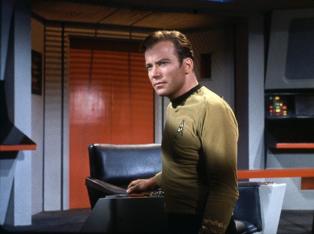 William Shatner as Captain James Tiberius Kirk, commander of the starship USS Enterprise in NBC’s science fiction television series “Star Trek.” Image Credit: ™ & © 2014 CBS Studios Inc. STAR TREK and all related marks and logos are trademarks of CBS Studios Inc. All Rights Reserved. William Shatner as Captain James Tiberius Kirk, commander of the starship USS Enterprise in NBC’s science fiction television series “Star Trek.” Image Credit: ™ & © 2014 CBS Studios Inc. STAR TREK and all related marks and logos are trademarks of CBS Studios Inc. All Rights Reserved.