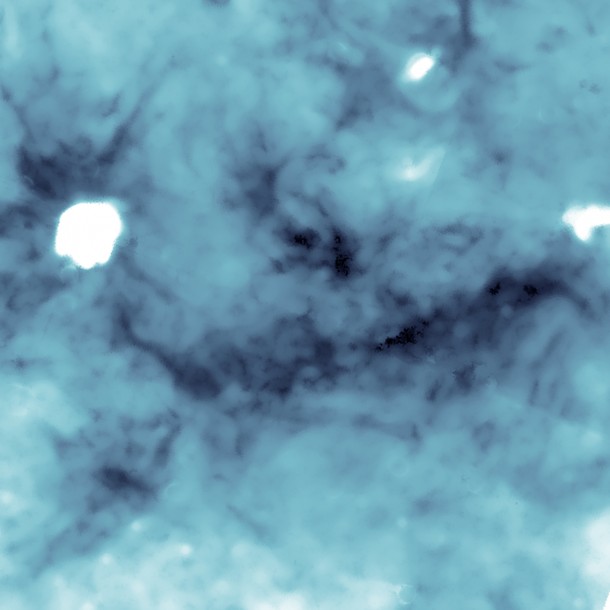 Astronomers have found cosmic clumps so dark, dense and dusty that they throw the deepest shadows ever recorded. Image credit: NASA/JPL-Caltech/University of Zurich Astronomers have found cosmic clumps so dark, dense and dusty that they throw the deepest shadows ever recorded. Image credit: NASA/JPL-Caltech/University of Zurich