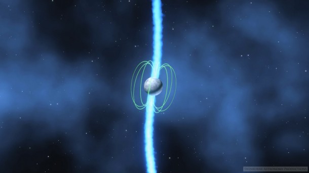 The densely packed matter of a pulsar spins at incredible speeds, and emits radio waves that can be observed from Earth, but how neutron stars emit these waves is still a mystery. Both Images Credit: Swinburne Astronomy Productions/CAASTRO. The densely packed matter of a pulsar spins at incredible speeds, and emits radio waves that can be observed from Earth, but how neutron stars emit these waves is still a mystery. Both Images Credit: Swinburne Astronomy Productions/CAASTRO.