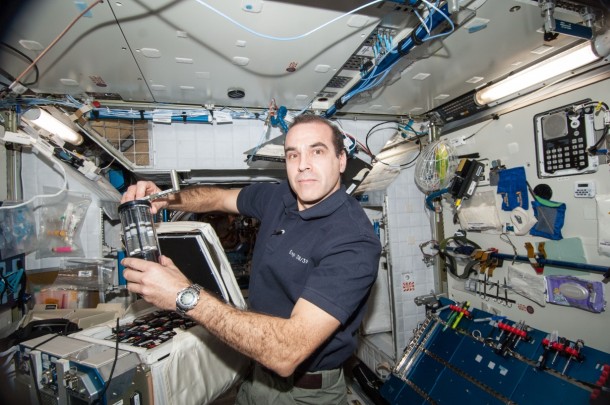 Astronaut Rick Mastracchio works on the Antibiotic Effectiveness in Space-1 (AES-1) investigation during Expedition 38 aboard the International Space Station. Image Credit: NASA Astronaut Rick Mastracchio works on the Antibiotic Effectiveness in Space-1 (AES-1) investigation during Expedition 38 aboard the International Space Station. Image Credit: NASA