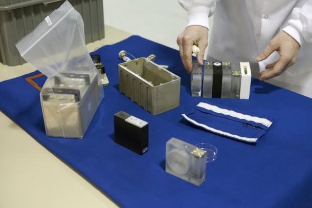 The Biological Research In Canisters experiments, BRIC-18-1 and BRIC-18-2, are seen in the Space Station Processing Facility prior to flight. Image Credit: NASA/Kim Shiflett The Biological Research In Canisters experiments, BRIC-18-1 and BRIC-18-2, are seen in the Space Station Processing Facility prior to flight. Image Credit: NASA/Kim Shiflett