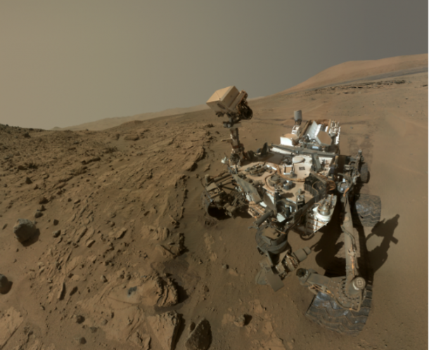 NASA's Mars Curiosity Rover captures a selfie to mark a full Martian year -- 687 Earth days -- spent exploring the Red Planet. Image Credit: NASA/JPL NASA's Mars Curiosity Rover captures a selfie to mark a full Martian year -- 687 Earth days -- spent exploring the Red Planet. Image Credit: NASA/JPL