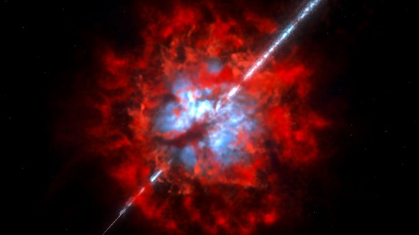 An artist’s conception of the environment around GRB 020819B based on ALMA observations. Credit: NAOJ An artist’s conception of the environment around GRB 020819B based on ALMA observations. Credit: NAOJ