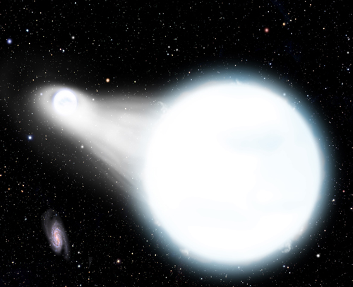 Figure 1. Artist's rendition of the future evolution of the WD 0931+444 system. Credit: David A. Aguilar (Harvard-Smithsonian Center for Astrophysics). Figure 1. Artist's rendition of the future evolution of the WD 0931+444 system. Credit: David A. Aguilar (Harvard-Smithsonian Center for Astrophysics).