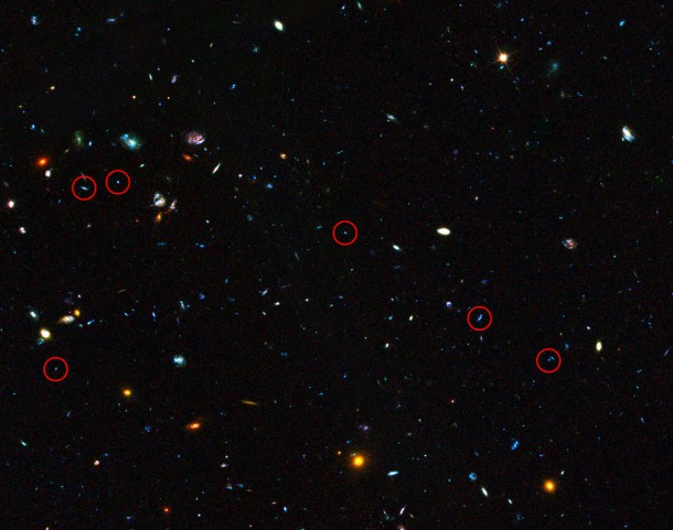This image shows the area containing a sample of dwarf galaxies studied to unlock secrets of star formation in the early Universe. Credit: Image credit: NASA, ESA, the GOODS Team and M. Giavalisco (STScI/University of Massachusetts). Acknowledgement: H.Atek (EPFL, Switzerland) and J-P.Kneib (EPFL, Switzerland) This image shows the area containing a sample of dwarf galaxies studied to unlock secrets of star formation in the early Universe. Credit: Image credit: NASA, ESA, the GOODS Team and M. Giavalisco (STScI/University of Massachusetts). Acknowledgement: H.Atek (EPFL, Switzerland) and J-P.Kneib (EPFL, Switzerland)