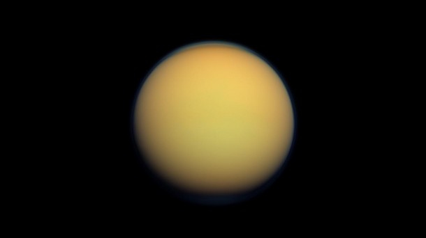 New research on the nitrogen in Titan's atmosphere indicates that the moon's raw materials might have been locked up in ices that condensed before Saturn began its formation. Image Credit: NASA/JPL-Caltech/Space Science Institute New research on the nitrogen in Titan's atmosphere indicates that the moon's raw materials might have been locked up in ices that condensed before Saturn began its formation. Image Credit: NASA/JPL-Caltech/Space Science Institute