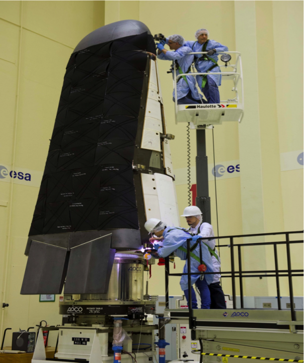 Engineers are forging ahead with the final tests on ESA’s Intermediate eXperimental Vehicle, IXV, to check that it can withstand the demanding conditions from liftoff to separation from its Vega launcher in November 2014. Copyright ESA Engineers are forging ahead with the final tests on ESA’s Intermediate eXperimental Vehicle, IXV, to check that it can withstand the demanding conditions from liftoff to separation from its Vega launcher in November 2014. Copyright ESA