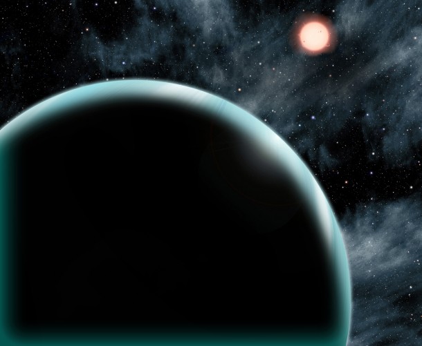 This artist's conception shows the Uranus-sized exoplanet Kepler-421b, which orbits an orange, type K star about 1,000 light-years from Earth. Kepler-421b is the transiting exoplanet with the longest known year, circling its star once every 704 days. It is located beyond the "snow line" – the dividing line between rocky and gaseous planets – and might have formed in place rather than migrating from a different orbit. David A. Aguilar (CfA) This artist's conception shows the Uranus-sized exoplanet Kepler-421b, which orbits an orange, type K star about 1,000 light-years from Earth. Kepler-421b is the transiting exoplanet with the longest known year, circling its star once every 704 days. It is located beyond the "snow line" – the dividing line between rocky and gaseous planets – and might have formed in place rather than migrating from a different orbit. David A. Aguilar (CfA)