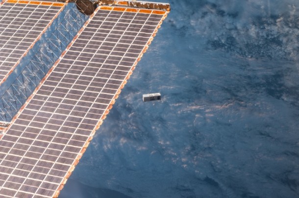 TechEdSat-3p deploys from the Japanese Small Satellite Orbital Deployer aboard the International Space Station. Image Credit: NASA TechEdSat-3p deploys from the Japanese Small Satellite Orbital Deployer aboard the International Space Station. Image Credit: NASA