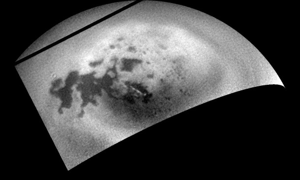 As NASA's Cassini spacecraft sped away from Titan following a relatively close flyby, its cameras monitored the moon's northern polar region, capturing signs of renewed cloud activity. As NASA's Cassini spacecraft sped away from Titan following a relatively close flyby, its cameras monitored the moon's northern polar region, capturing signs of renewed cloud activity.