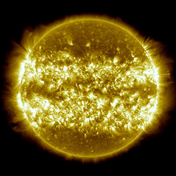 A composite of 25 separate images from NASA's SDO, spanning one year from April 2012 to April 2013. The image reveals the migration tracks of active regions towards the equator during that period. Image Credit: NASA/SDO/Goddard A composite of 25 separate images from NASA's SDO, spanning one year from April 2012 to April 2013. The image reveals the migration tracks of active regions towards the equator during that period. Image Credit: NASA/SDO/Goddard