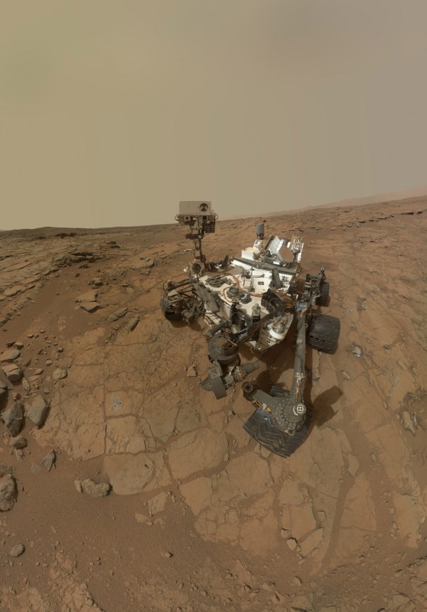 This self-portrait of NASA's Mars rover Curiosity combines dozens of exposures taken by the rover's Mars Hand Lens Imager (MAHLI) during the 177th Martian day, or sol, of Curiosity's work on Mars (Feb. 3, 2013), plus three exposures taken during Sol 270 (May 10, 2013) to update the appearance of part of the ground beside the rover. Image credit: NASA/JPL-Caltech/MSSS This self-portrait of NASA's Mars rover Curiosity combines dozens of exposures taken by the rover's Mars Hand Lens Imager (MAHLI) during the 177th Martian day, or sol, of Curiosity's work on Mars (Feb. 3, 2013), plus three exposures taken during Sol 270 (May 10, 2013) to update the appearance of part of the ground beside the rover. Image credit: NASA/JPL-Caltech/MSSS