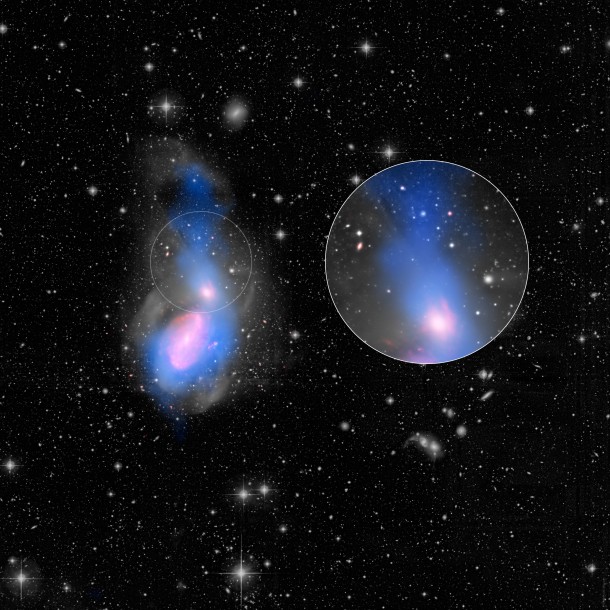 A new feature in the evolution of galaxies has been captured in this image of galactic interactions. Credit: NASA/CFHT/NRAO/JPL-Caltech/Duc/Cuillandre A new feature in the evolution of galaxies has been captured in this image of galactic interactions. Credit: NASA/CFHT/NRAO/JPL-Caltech/Duc/Cuillandre