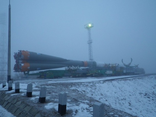 Russia’s ISS Progress 58 resupply ship rolls out to the launch pad in preparation for its Tuesday launch to the International Space Station. Credit: Courtesy Roscosmos Russia’s ISS Progress 58 resupply ship rolls out to the launch pad in preparation for its Tuesday launch to the International Space Station. Credit: Courtesy Roscosmos