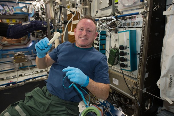 International Space Station Expedition 42 Commander Barry "Butch" Wilmore shows off a ratchet wrench made with a 3-D printer on the International Space Station. Image Credit: NASA International Space Station Expedition 42 Commander Barry "Butch" Wilmore shows off a ratchet wrench made with a 3-D printer on the International Space Station. Image Credit: NASA