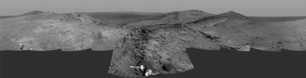 Cumulative driving by NASA's Mars Exploration Rover Opportunity surpassed marathon distance on March 24, 2015, as the rover neared a destination called "Marathon Valley," which is middle ground of this dramatic view from early March. Image Credit: NASA/JPL-Caltech Cumulative driving by NASA's Mars Exploration Rover Opportunity surpassed marathon distance on March 24, 2015, as the rover neared a destination called "Marathon Valley," which is middle ground of this dramatic view from early March. Image Credit: NASA/JPL-Caltech