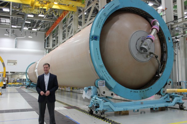 Boeing’s Chris Ferguson said the first two Atlas V’s to launch the CST-100 will have a parking spot on United Launch Alliance’s factory floor in Decatur soon. Image Credit: ULA Boeing’s Chris Ferguson said the first two Atlas V’s to launch the CST-100 will have a parking spot on United Launch Alliance’s factory floor in Decatur soon. Image Credit: ULA