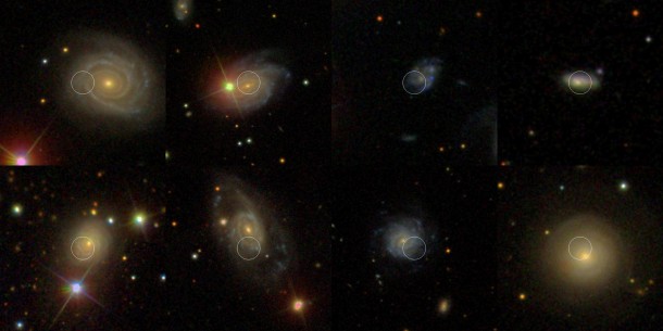 A new study analyzes several sites where dead stars once exploded. The explosions, called Type Ia supernovae, occurred within galaxies, six of which are shown in these images from the Sloan Digital Sky Survey. Image Credit: SDSS A new study analyzes several sites where dead stars once exploded. The explosions, called Type Ia supernovae, occurred within galaxies, six of which are shown in these images from the Sloan Digital Sky Survey. Image Credit: SDSS
