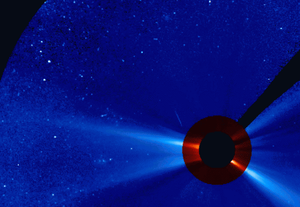 A relatively small puff of solar material can be seen escaping the sun on the upper left of this movie from ESA and NASA's SOHO on Dec. 19, 2006. This slow ejection was nevertheless powerful enough to cause Venus to lose dramatic amounts of oxygen from its atmosphere four days later. Image Credit: ESA/NASA/SOHO/JHelioviewer A relatively small puff of solar material can be seen escaping the sun on the upper left of this movie from ESA and NASA's SOHO on Dec. 19, 2006. This slow ejection was nevertheless powerful enough to cause Venus to lose dramatic amounts of oxygen from its atmosphere four days later. Image Credit: ESA/NASA/SOHO/JHelioviewer