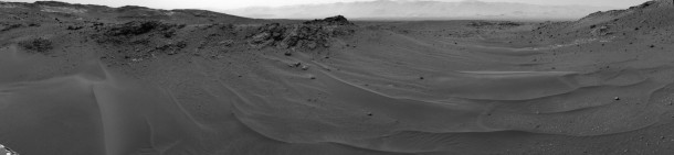 NASA's Curiosity Mars rover used its Navigation Camera (Navcam) to capture this scene toward the west just after completing a drive that took the mission's total driving distance on Mars past 10 kilometers (6.214 miles). Image Credit: NASA/JPL-Caltech NASA's Curiosity Mars rover used its Navigation Camera (Navcam) to capture this scene toward the west just after completing a drive that took the mission's total driving distance on Mars past 10 kilometers (6.214 miles). Image Credit: NASA/JPL-Caltech