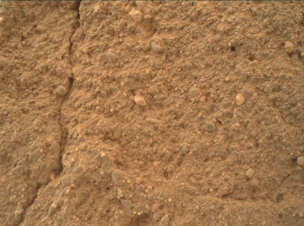 This May 29, 2015, view of a Martian sandstone target called "Big Arm" covers an area about 1.3 inches wide in detail that shows differing shapes and colors of sand grains in the stone. It is from the MAHLI camera on NASA's Curiosity rover. The site is near "Marias Pass" on Mount Sharp. Image credit: NASA/JPL-Caltech/MSSS This May 29, 2015, view of a Martian sandstone target called "Big Arm" covers an area about 1.3 inches wide in detail that shows differing shapes and colors of sand grains in the stone. It is from the MAHLI camera on NASA's Curiosity rover. The site is near "Marias Pass" on Mount Sharp. Image credit: NASA/JPL-Caltech/MSSS