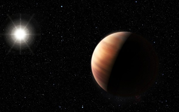 An artist’s impression showing a newly discovered Jupiter twin gas giant orbiting the solar twin star, HIP 11915. The planet is of a very similar mass to Jupiter and orbits at the same distance from its star as Jupiter does from the Sun. This, together with HIP 11915’s Sun-like composition, hints at the possibility of the system of planets orbiting HIP 11915 bearing a resemblance to our own Solar System, with smaller rocky planets orbiting closer to the host star. Credit: ESO/M. Kornmesser An artist’s impression showing a newly discovered Jupiter twin gas giant orbiting the solar twin star, HIP 11915. The planet is of a very similar mass to Jupiter and orbits at the same distance from its star as Jupiter does from the Sun. This, together with HIP 11915’s Sun-like composition, hints at the possibility of the system of planets orbiting HIP 11915 bearing a resemblance to our own Solar System, with smaller rocky planets orbiting closer to the host star. Credit: ESO/M. Kornmesser
