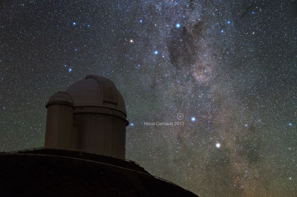 Alpha and Beta Centauri, two of the brightest stars in the southern sky, had a new companion in late 2013 — the naked eye Nova Centauri 2013. Credit: Y. Beletsky (LCO)/ESO Alpha and Beta Centauri, two of the brightest stars in the southern sky, had a new companion in late 2013 — the naked eye Nova Centauri 2013. Credit: Y. Beletsky (LCO)/ESO