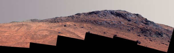 This stereo view from NASA's Mars Exploration Rover Opportunity shows contrasting textures and tones of "Hinners Point," at the northern edge of "Marathon Valley," and brighter outcrop on the valley floor to the left. Image Credit: NASA/JPL-Caltech/Cornell Univ./Arizona State Univ. This stereo view from NASA's Mars Exploration Rover Opportunity shows contrasting textures and tones of "Hinners Point," at the northern edge of "Marathon Valley," and brighter outcrop on the valley floor to the left. Image Credit: NASA/JPL-Caltech/Cornell Univ./Arizona State Univ.