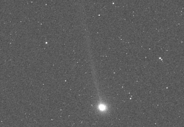 Comet Encke’s ion tail can be seen stretching away from the sun towards the top of the image, captured by NASA’s MESSENGER spacecraft on Nov. 17, 2013, when the comet was about 33 million miles from the sun. The tail is created when the solar wind sweeps over the comet, capturing vaporized material and causing it to trail out behind the comet. The tail follows the lines of the magnetic field ingrained in the solar wind and reveals its motion. Credits: NASA/Johns Hopkins University Applied Physics Laboratory/Carnegie Institution of Washington/Southwest Research Institute Comet Encke’s ion tail can be seen stretching away from the sun towards the top of the image, captured by NASA’s MESSENGER spacecraft on Nov. 17, 2013, when the comet was about 33 million miles from the sun. The tail is created when the solar wind sweeps over the comet, capturing vaporized material and causing it to trail out behind the comet. The tail follows the lines of the magnetic field ingrained in the solar wind and reveals its motion. Credits: NASA/Johns Hopkins University Applied Physics Laboratory/Carnegie Institution of Washington/Southwest Research Institute