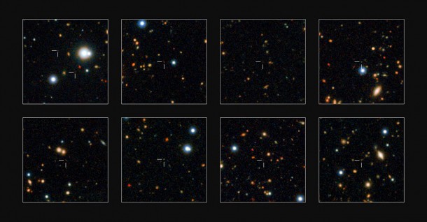 A few of the newly discovered massive galaxies are shown in close-up on these small subsets of the UltraVISTA field. Credit: ESO/UltraVISTA team. Acknowledgement: TERAPIX/CNRS/INSU/CASU A few of the newly discovered massive galaxies are shown in close-up on these small subsets of the UltraVISTA field. Credit: ESO/UltraVISTA team. Acknowledgement: TERAPIX/CNRS/INSU/CASU