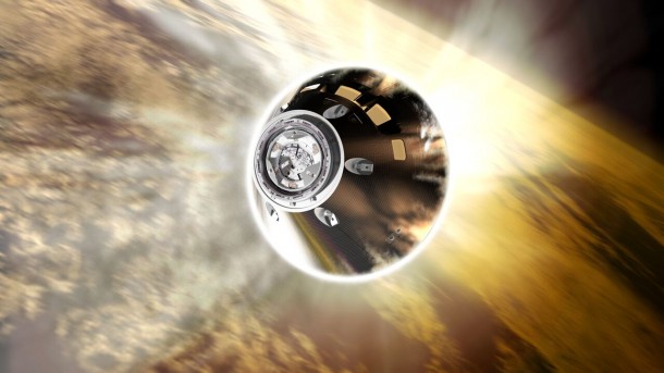 On future missions, a silver, metallic-based thermal control coating will be bonded to the Orion crew module’s back shell tiles. On future missions, a silver, metallic-based thermal control coating will be bonded to the Orion crew module’s back shell tiles.