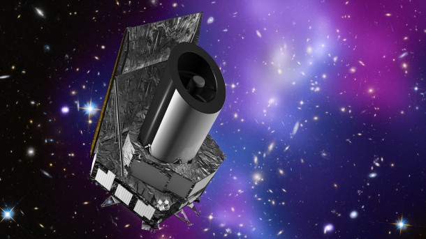 Artist's impression of the Euclid spacecraft, a dark energy and dark matter mission planned for launch in 2020. Copyright: ESA/C. Carreau Artist's impression of the Euclid spacecraft, a dark energy and dark matter mission planned for launch in 2020. Copyright: ESA/C. Carreau