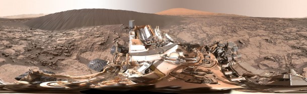 This Dec. 18, 2015, view of the downwind face of "Namib Dune" on Mars covers 360 degrees, including a portion of Mount Sharp on the horizon. Credit: NASA/JPL-Caltech/MSSS This Dec. 18, 2015, view of the downwind face of "Namib Dune" on Mars covers 360 degrees, including a portion of Mount Sharp on the horizon. Credit: NASA/JPL-Caltech/MSSS