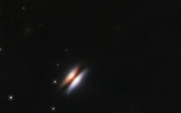 This close-up infrared view of the Flying Saucer comes from the NASA/ESA Hubble Space Telescope. Credit: ESO/NASA/ESA This close-up infrared view of the Flying Saucer comes from the NASA/ESA Hubble Space Telescope. Credit: ESO/NASA/ESA