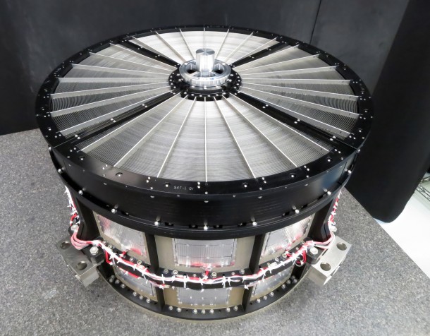 The Goddard team provided identical mirror assemblies for both of the Soft X-ray Telescopes aboard ASTRO-H. Each is 17.7 inches (45 centimeters) across and contains 1,624 precisely aligned aluminum mirror segments arranged in 203 concentric shells. Credits: NASA's Goddard Space Flight Center The Goddard team provided identical mirror assemblies for both of the Soft X-ray Telescopes aboard ASTRO-H. Each is 17.7 inches (45 centimeters) across and contains 1,624 precisely aligned aluminum mirror segments arranged in 203 concentric shells. Credits: NASA's Goddard Space Flight Center