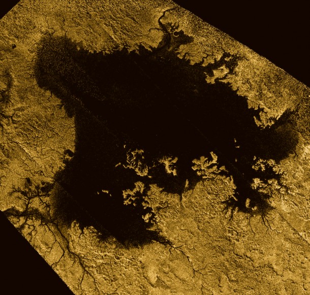 Ligiea Mare is the second largest body of liquid on Saturn's moon Titan. Image Credit: NASA/JPL-Caltech/ASI/Cornell Ligiea Mare is the second largest body of liquid on Saturn's moon Titan. Image Credit: NASA/JPL-Caltech/ASI/Cornell