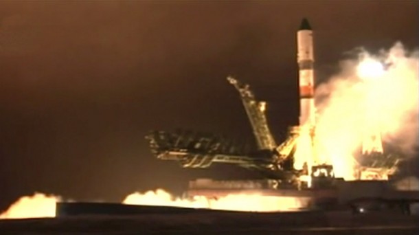 The Progress 63 spacecraft launches on a two-day trip to the International Space Station. Credit: NASA TV The Progress 63 spacecraft launches on a two-day trip to the International Space Station. Credit: NASA TV