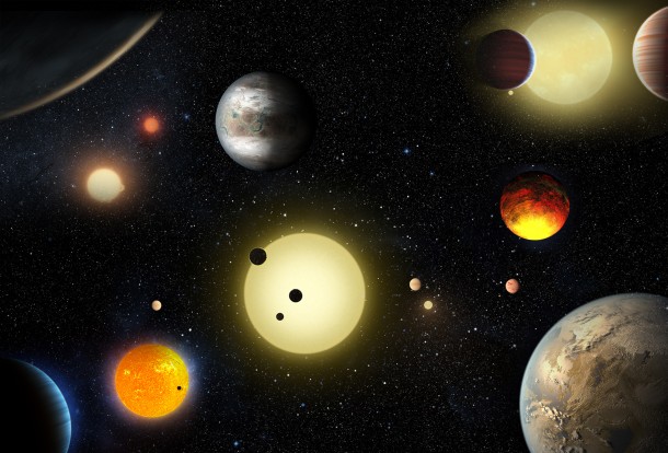 This artist's concept depicts select planetary discoveries made to date by NASA's Kepler space telescope. Credits: NASA/W. Stenzel This artist's concept depicts select planetary discoveries made to date by NASA's Kepler space telescope. Credits: NASA/W. Stenzel