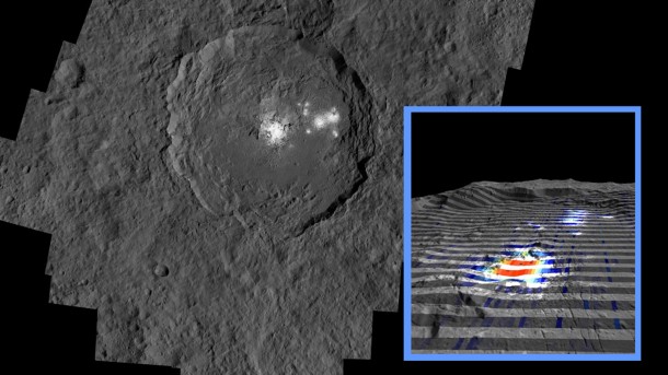 The center of Ceres' mysterious Occator Crater is the brightest area on the dwarf planet. Image credit: NASA/JPL-Caltech/UCLA/MPS/DLR/IDA/ASI/INAF The center of Ceres' mysterious Occator Crater is the brightest area on the dwarf planet. Image credit: NASA/JPL-Caltech/UCLA/MPS/DLR/IDA/ASI/INAF