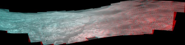 "Marathon Valley" on Mars opens northeastward in this stereo version of a scene from the Pancam of NASA's Mars Exploration Rover Opportunity. The scene, recorded in April and May 2016, appears three-dimensional when seen through blue-red glasses with the red lens on the left. Image Credit: NASA/JPL-Caltech/Cornell Univ./Arizona State Univ. "Marathon Valley" on Mars opens northeastward in this stereo version of a scene from the Pancam of NASA's Mars Exploration Rover Opportunity. The scene, recorded in April and May 2016, appears three-dimensional when seen through blue-red glasses with the red lens on the left. Image Credit: NASA/JPL-Caltech/Cornell Univ./Arizona State Univ.