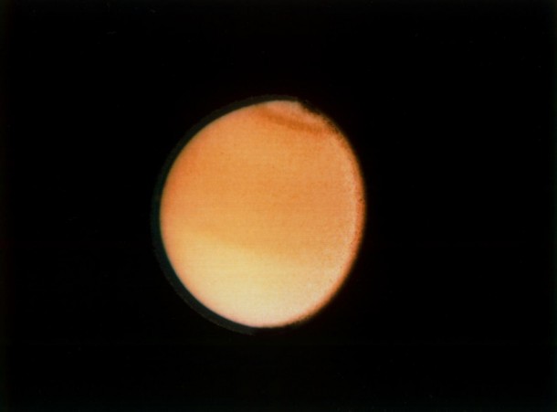 Titan was a high priority for the Voyager flybys at Saturn. The two spacecraft saw tantalizing hints of the structure and composition of the giant moon's dense atmosphere. Credit: NASA/JPL-Caltech Titan was a high priority for the Voyager flybys at Saturn. The two spacecraft saw tantalizing hints of the structure and composition of the giant moon's dense atmosphere. Credit: NASA/JPL-Caltech