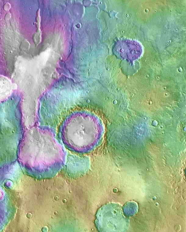 Valleys much younger than well-known ancient valley networks on Mars are evident near the informally named "Heart Lake" on Mars. Image credit: NASA/JPL-Caltech/ASU Valleys much younger than well-known ancient valley networks on Mars are evident near the informally named "Heart Lake" on Mars. Image credit: NASA/JPL-Caltech/ASU