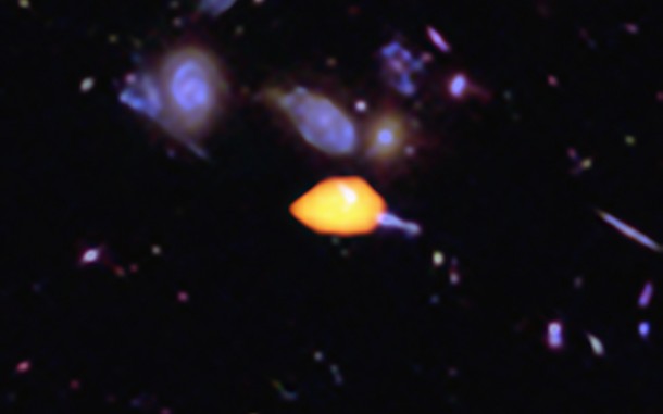 This image is based on the very deep ALMA survey by Manuel Aravena, Fabian Walter and colleagues, covering about one sixth of the full HUDF area. Credit: B. Saxton (NRAO/AUI/NSF); ALMA (ESO/NAOJ/NRAO); NASA/ESA Hubble This image is based on the very deep ALMA survey by Manuel Aravena, Fabian Walter and colleagues, covering about one sixth of the full HUDF area. Credit: B. Saxton (NRAO/AUI/NSF); ALMA (ESO/NAOJ/NRAO); NASA/ESA Hubble
