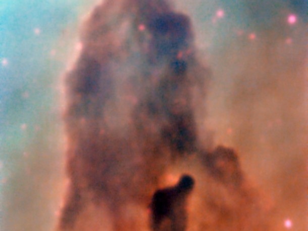 This image was taken by the MUSE instrument, mounted on ESO’s Very Large Telescope and shows the region R45 within the Carina Nebula, 7500 light-years away. The massive stars within the star formation region slowly destroy the pillars of dust and gas from which they are born. Credit: ESO/A. McLeod This image was taken by the MUSE instrument, mounted on ESO’s Very Large Telescope and shows the region R45 within the Carina Nebula, 7500 light-years away. The massive stars within the star formation region slowly destroy the pillars of dust and gas from which they are born. Credit: ESO/A. McLeod