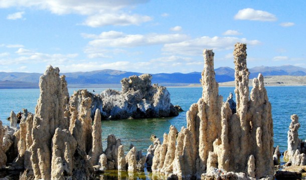 Mono Lake, California, with salt pillars known as "tufas" visible. JPL scientists tested new methods for detecting chemical signatures of life in the salty waters here, believing them to be analoges for water on Mars or ocean worlds like Europa. Image Credit: Mono County Tourism. Mono Lake, California, with salt pillars known as "tufas" visible. JPL scientists tested new methods for detecting chemical signatures of life in the salty waters here, believing them to be analoges for water on Mars or ocean worlds like Europa. Image Credit: Mono County Tourism.